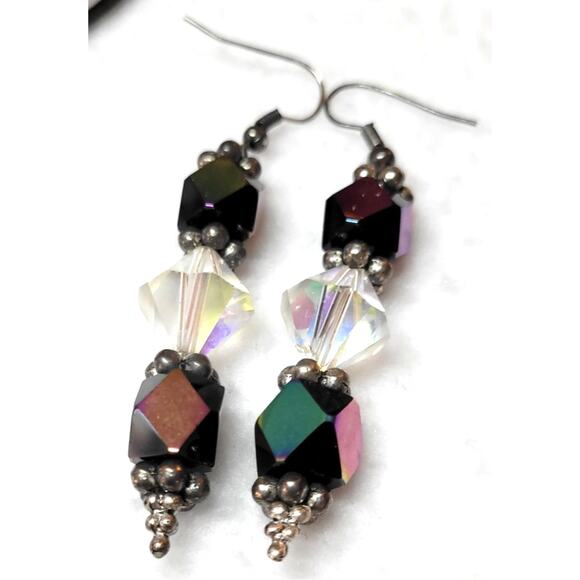 Iridescent Rainbow Titanium Necklace Earring Bracelet Futuristic Cyberpunk Boho - Picture 7 of 8